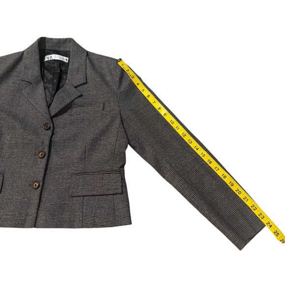 ZARA NWOT Holiday Party Plaid Blazer Women’s Large Gray Check Workwear - Picture 8 of 9